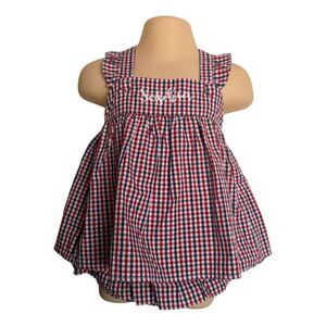 Honesty Monogram Red & Blue Plaid Pinafore Set Size 24 Months